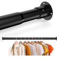 thumbnail image 1 of Closet Rod, Adjustable Closet Rods for Hanging Clothes, 100lb Load Bearing, 1.26'' Diameter Heavy Duty Rod for Closet Poles for Wardrobes, Window Lock Rod (Black, 48 to 52 Inch), 1 of 7