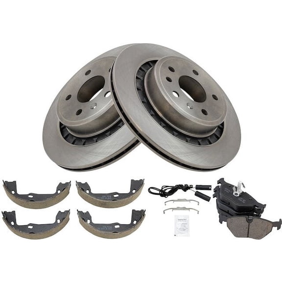 Rear Brake Pad Rotor and Parking Brake Kit - Compatible with 2002 - 2009 Saab 9-5 2003 2004 2005 2006 2007 2008