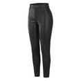 thumbnail image 3 of GJSYRH Women's Slim Fit Leather Trousers with Stretch for Everyday Casual Comfort and Style Featuring a Classic Buttoned Front Design, 3 of 8