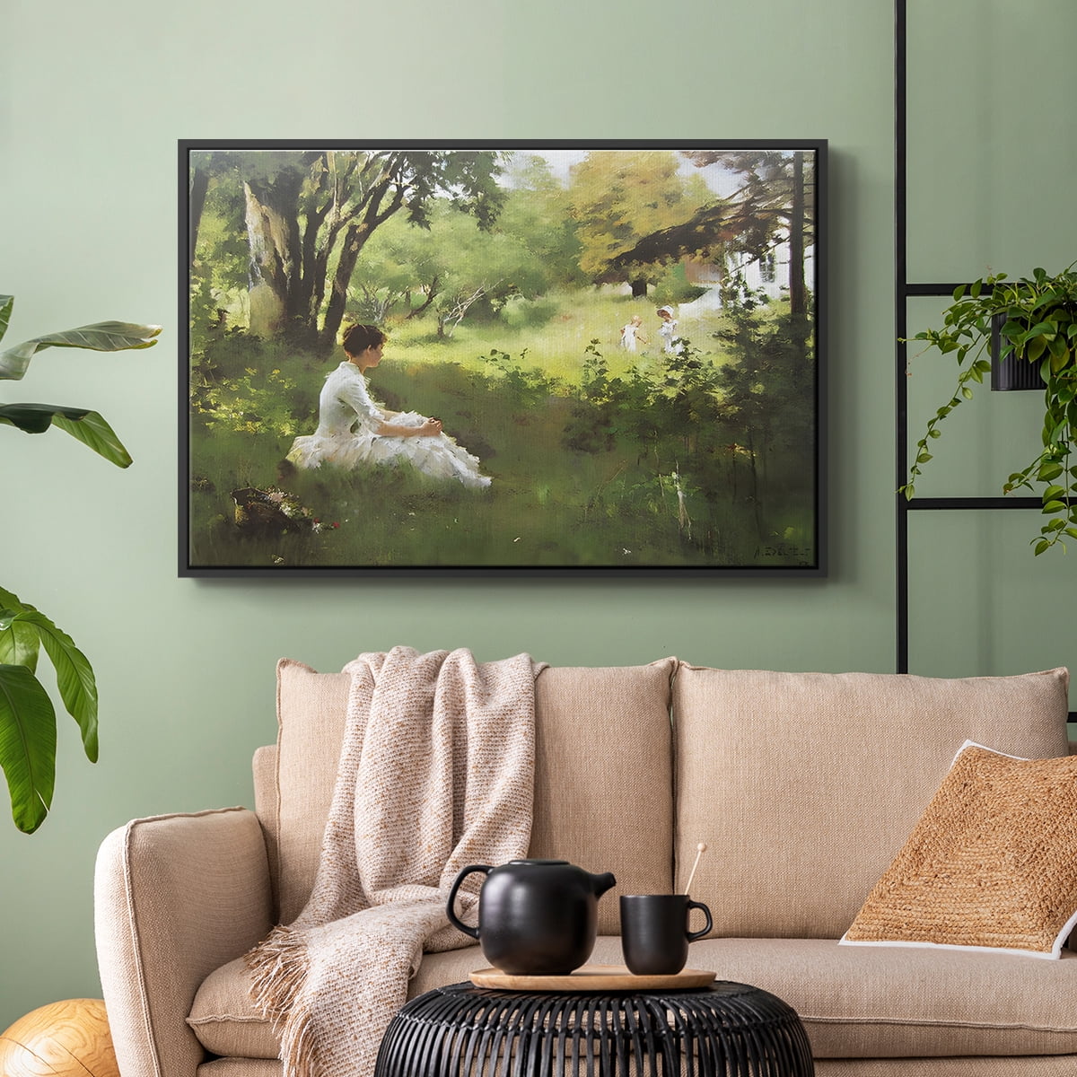 Vintage Landscape-CCXLV By Wexford Home Framed in Black Wood Gallery Wrapped Canvas 17 in. x 25 in.