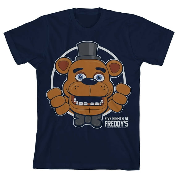 Five Nights at Freddy's Freddy Fazbear Face and Hands Boy's Navy T-shirt-M