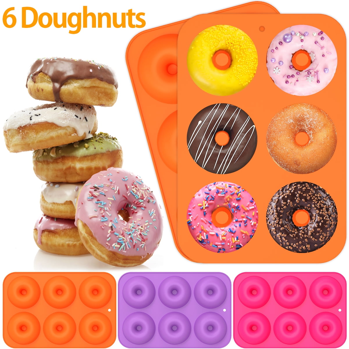 Silicone Donut Mold Non-Stick Doughnut Pastry Molds Baking Pan Chocolate  Cake Dessert DIY Biscuit Bagels Muffins Donuts Maker 1X