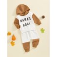 thumbnail image 3 of Musuos Toddler Boys Fall Hoodie Set 6 12 18 24M 3 4Y Letter Print Contrast Color Hooded Long Sleeve Sweatshirts and Long Pants 2Pcs Outfit, 3 of 9
