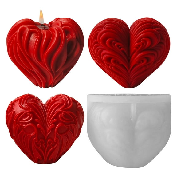 JDH 2PCS Heart Candle Molds Love Resin Mold - Resin Casting Silicone Molds for Home Decor & Candle Making Wave Spiral Mold