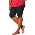 thumbnail image 2 of Mifsaly Plus Size Womens Capri Leggings Scalloped Hem High Waist Knee Length Swim Shorts Soft Stretch Quick Dry Workout Yoga Capris Black,XXL, 2 of 5