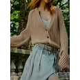 thumbnail image 2 of FAROOT Women Cropped Sweaters Casual Solid Color Knitted Button up Cardigans, 2 of 7