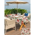 thumbnail image 4 of Outdoor Tablecloth with Umbrella Hole and Zipper, Christmas Cardinal Rectangle Table Cloth 60x120 Inch Waterproof Tablecloth, Xmas Winter Flower Bow Pine Fruits Beige Picnic Table Cover for Patio, 4 of 7