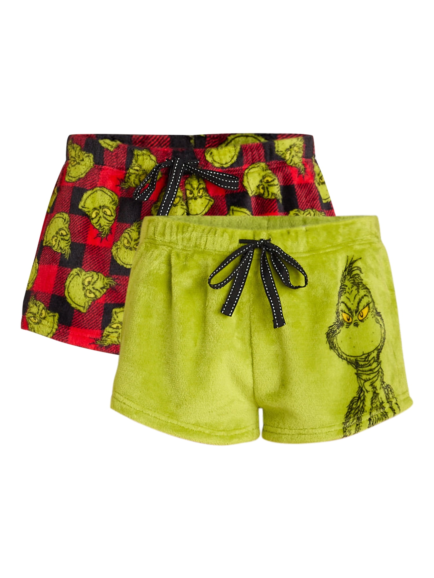 Grinch Women's Plush Sleep Shorts, 2-Pack, Sizes XS-3X