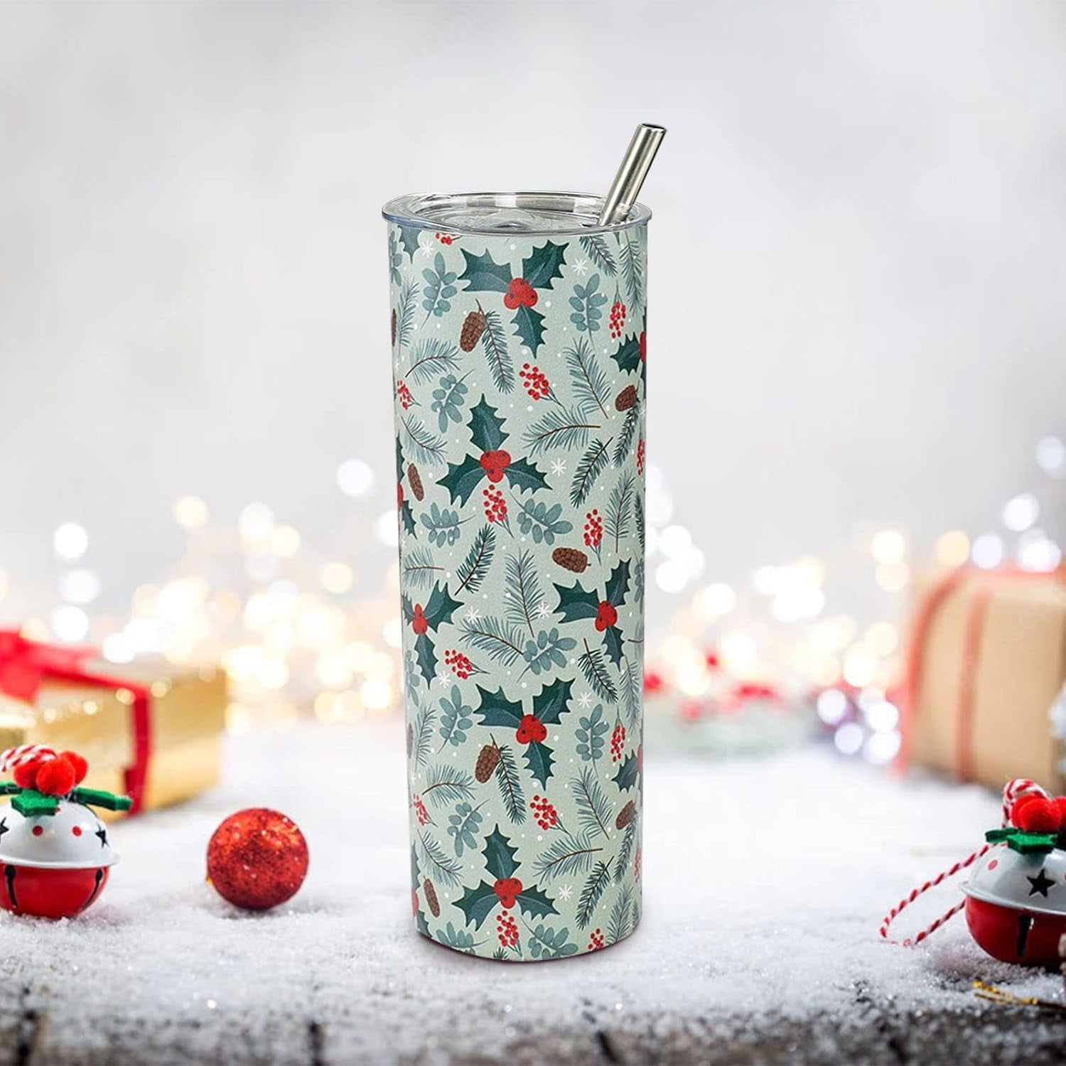 Christmas Tumbler with Lid and Straw, Christmas Themed Gifts for Teens, Kids,  Friends, Women, Granddaughter- Christmas Sippy Cup/Coffee Travel  Mug/Vacation Tumbler, Holiday Christmas Stainless Tumbler 