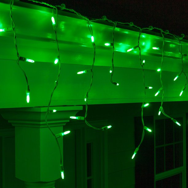 Wintergreen Lighting Set of 70 Green Icicle Lights, M5 LED Mini Icicle