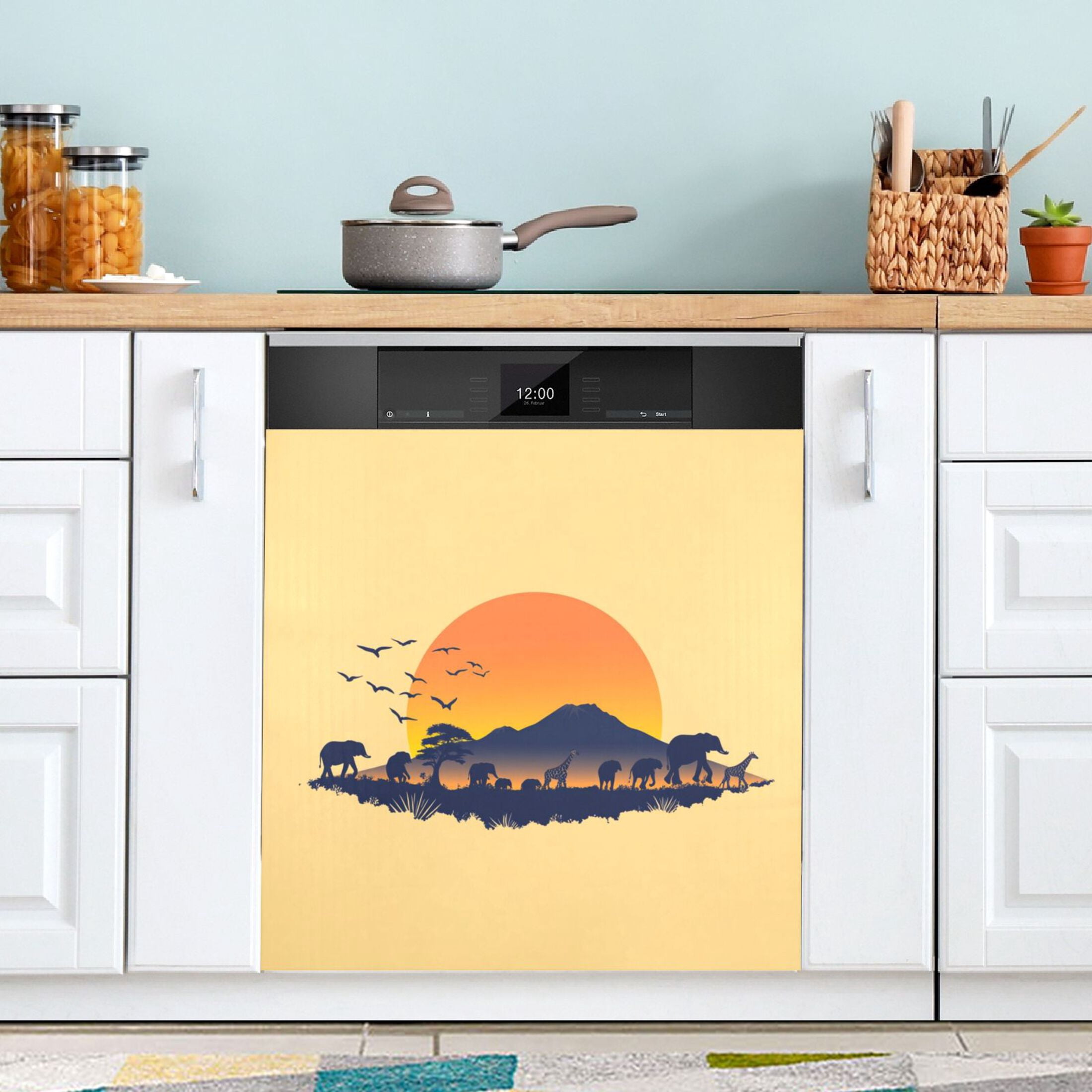 Dishwasher Magnetic Sticker 23x26 Inch Refrigerator Magnetic Sticker Washing Machine Magnetic Sticker Kitchen Panel Magnetic Sticker Home Decor Beautiful Sunset Animals