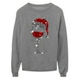 thumbnail image 6 of Women Christmas Outfit Women's Casual Long Sleeve Print Sweater Top with Crew Neck for Everyday Comfort and Style Gray 3XL, 6 of 6