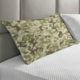thumbnail image 2 of Camo Quilted Pillowcover, Old Fashioned Camouflage Pattern Classical Jungle Survival Theme, Standard King Size Accent Pillow Cover for Bedroom, 36" x 20", Pale Green Army Green, by Ambesonne, 2 of 2