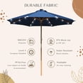 thumbnail image 5 of LAGarden Boho 32 LED 9Ft Wood Market Patio Umbrella with Solar Lights for Bar Hotel Resort Alfresco Dining Rooftop Restauran Navy Blue, 5 of 9