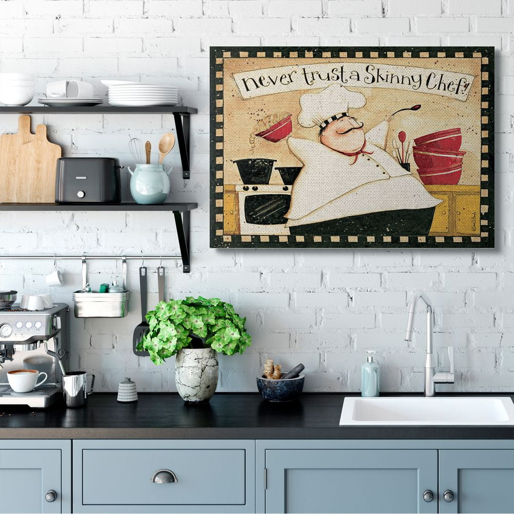 Stupell Industries Never Trust a Skinny Chef with Happy Cook Phrase Designed by Dan DiPaolo
