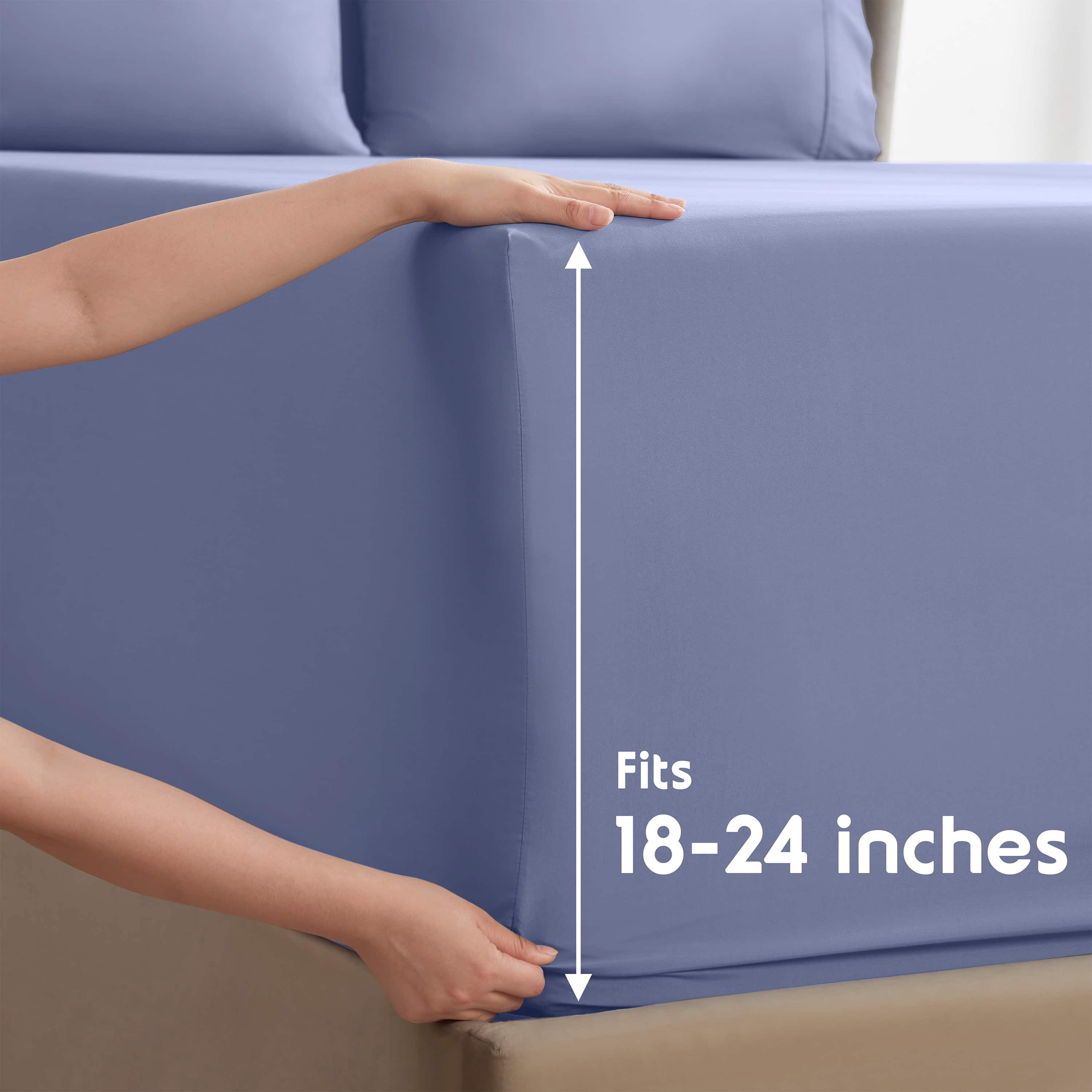 LammaLoe Extra Deep Pocket Twin XL Sheets set, Fits 18"-24" Mattress, 4 Piece Soft Microfiber Bed Sheet Sets, Steel Blue