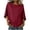 #425-Red, variant on Craaazy Women's Casual Loose Fit Solid Color Crew Neck Shoulder Pleated Linen Cotton Blend Quarter Sleeve Blouse with Elastic Hem for Daily Wear Gifts