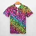 thumbnail image 3 of Colofrul Rainbow Leopard Men Zipper T-shirt Summer Casual Short Sleeve T-shirt Top, 3 of 7