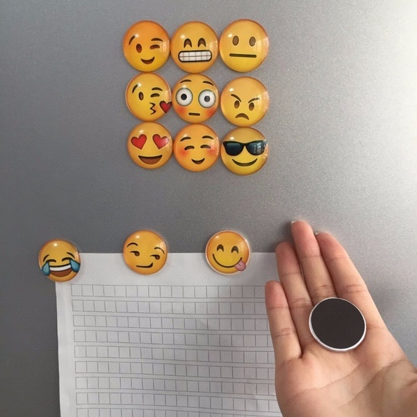 thumbnail image 1 of Mixed 5 Pcs Cartoon emoji Glass Cabochon Magnetic Stickers Cute EmojiPattern Dome （Random colo）, 1 of 6