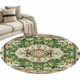 thumbnail image 2 of Green Boho Round Rugs 3.3ft, Vintage Ethnic Tribe Southwestern Non Slip Washable Rug Runner, Low Pile Indoor Floor Carpet Mat Bathroom Rugs for Living Room, Bedroom, Kids Room, 2 of 9