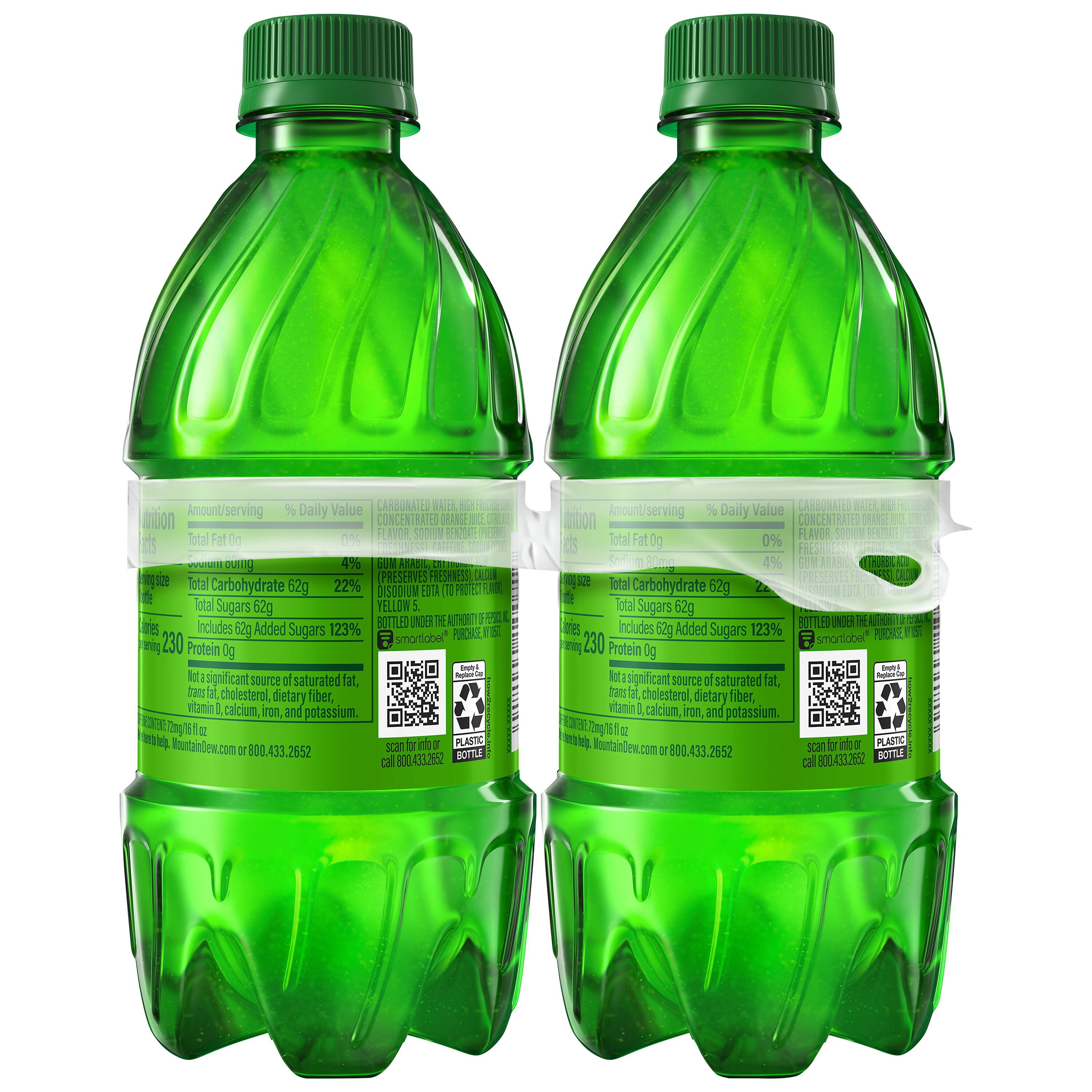 (4 pack) Mountain Dew Citrus Soda Pop, 16.0 fl oz, 6 Pack Bottles