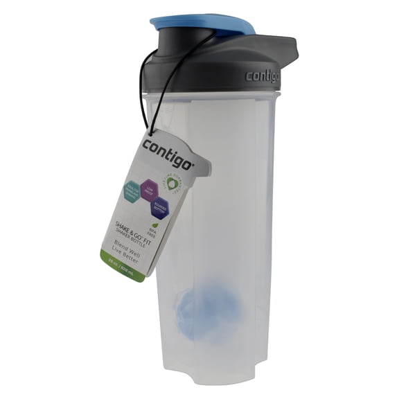 Contigo Shake & Go Fit 28oz Shaker Bottle Carolina Blue Leak Proof Cap Smoothie