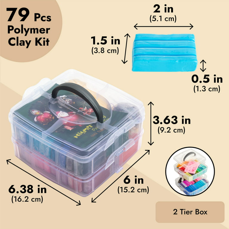 Polymer Clay Starter Kit 32 Colors Oven Bake Clay Baking Modeling Clay DIY  Soft Craft Clay Accessories and Storage Box 36 Blocks