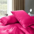 thumbnail image 4 of Cloud Fino 100% Pure Silk Satin Duvet with Fitted Sheet Set 4pcs, Silk Satin Fitted Sheet 15'' Deep Pocket,Silk Satin Duvet Cover,Silk Satin Pillowcases Set !!!(Short Queen Hot Pink), 4 of 6