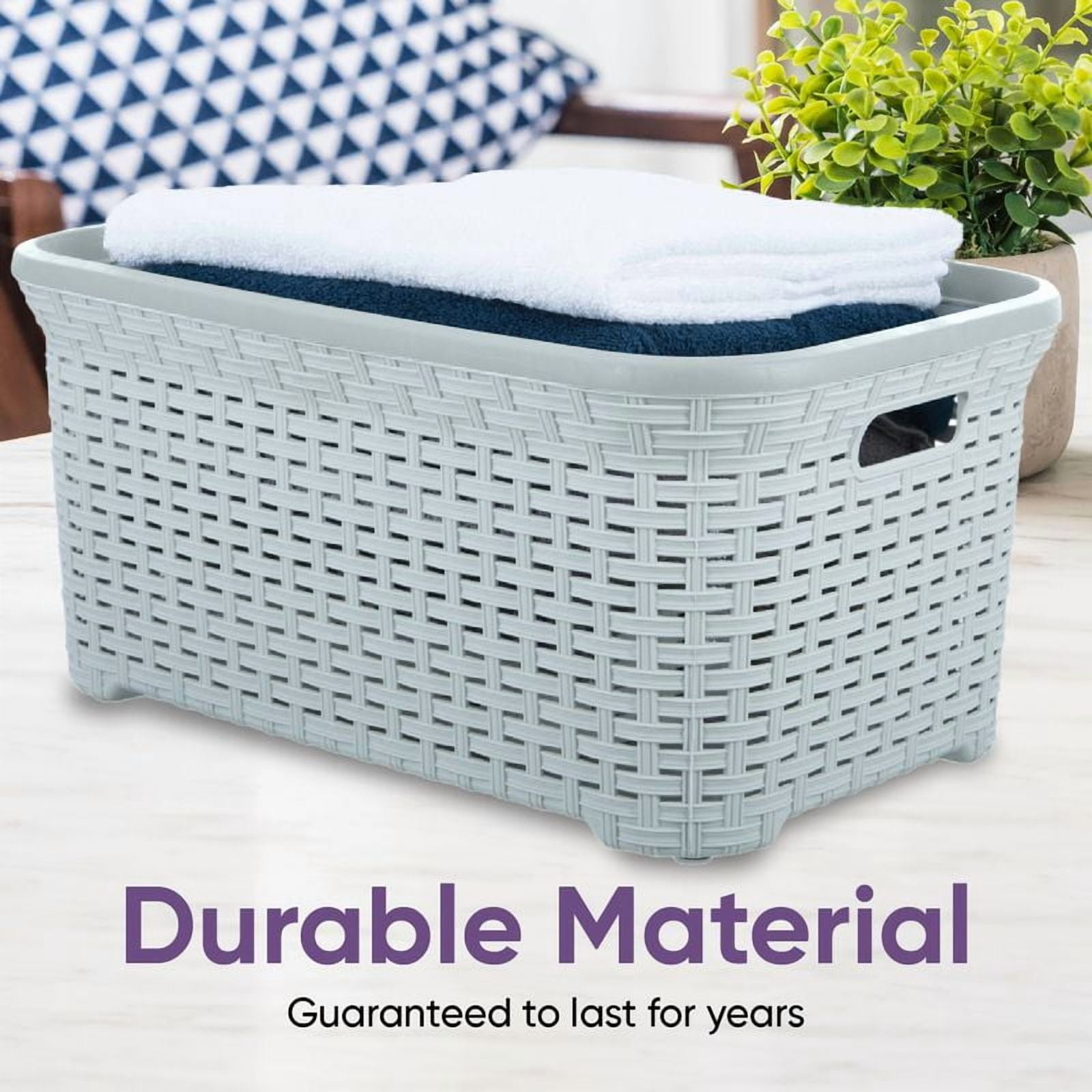 Superio Wicker Style Laundry Basket with Cutout Handles, Perforated Laundry Basket, Dirty Clothes Hamper for Laundry, Bathroom, Bedroom – 50 Liter, 1.4 Bushel