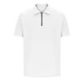 thumbnail image 4 of Men's Waffle Polo Shirts Quarter Zip Solid Color Short Sleeve Pullover Casual Summer Loose Fit Golf Blouse, 4 of 7