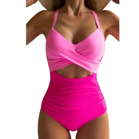 Top-kevin Women's One Piece Swimsuits Tummy Control Cutout High Waisted Bathing Suit Wrap Tie Back One Piece Swimsuit