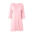 thumbnail image 7 of yillto Womens Lace Nightgown 3/4 Sleeve Sleepwear Nightshirts V Neck Comfy Nightdress Nightgowns, 7 of 7