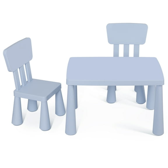 RTYJGD 30'' Kids Table and Chair Set Plastic Toddler Furniture for Playing Drawing Blue