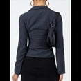 thumbnail image 4 of Camisas de Mujer con Botones, Larga A Rayas, Cuello, Blusas Informales de Trabajo, Conjuntos Modernos Azul Marino S, 4 of 8