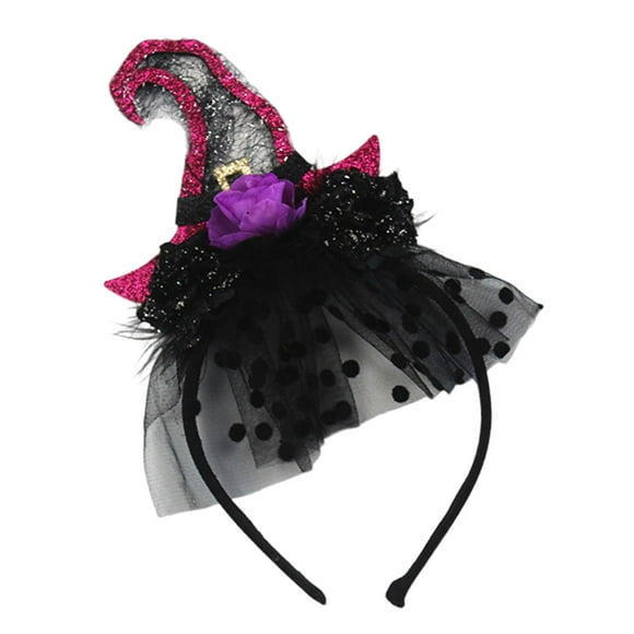 Diadema con sombrero de Halloween Salvador decoración de encaje elástico para el cabello Estilo D