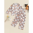 thumbnail image 5 of Elippeo Little Girls Halloween Pajamas Set, Pumpkin Print Long Sleeve Button Down Tops Elastic Waist Pants 2 Piece Set for Fall 12 18 24 Months 3 4 5 Years, 5 of 8