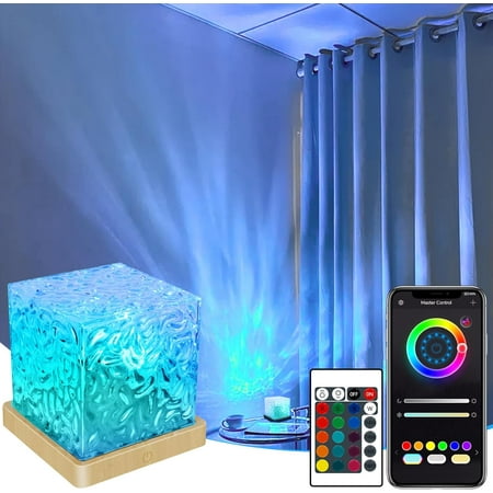 

Ocean Wave Projector Light 16 Colors Gradual Rotating Flame Water Lamp Wave Crown Lamp Ocean Wave Projector Nigth Light with App&Remote Control for Home Office Bar Restaurant