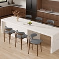 thumbnail image 3 of Hawsaiy Counter Height Bar Stools Set of 6, 26" Solid Wood Barstools with Curved Back, Upholstered Fabric Seat & Metal Footrest, Mid-Century Modern Kitchen Island Chairs, Gray, 3 of 12