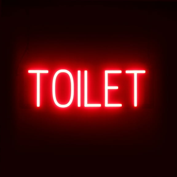 SpellBrite Neon-LED TOILET Sign With Dimming Capability. LED Bathroom Signs for Businesses, Restaurants, and More, 21 inches, Red