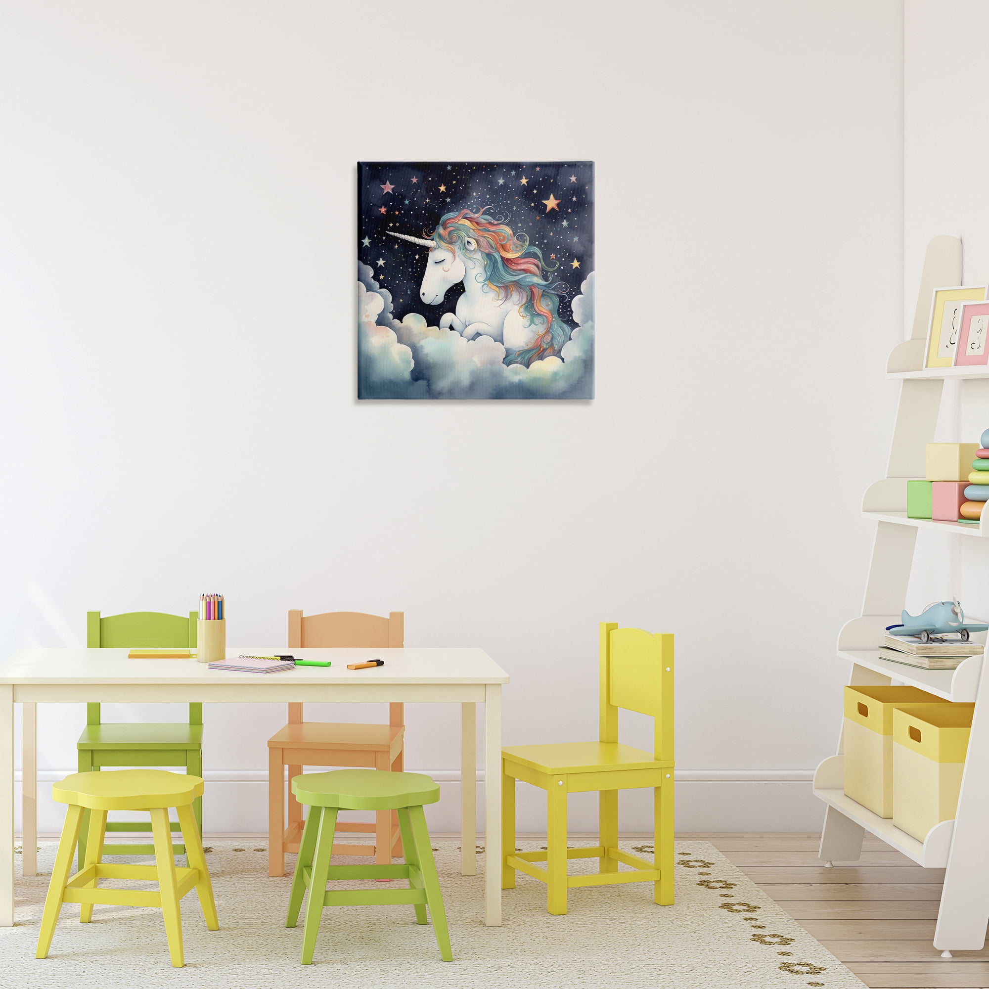 Stupell Industries Sleepy Unicorn in Starlit Clouds Canvas Wall Art, design by Creative Studio
