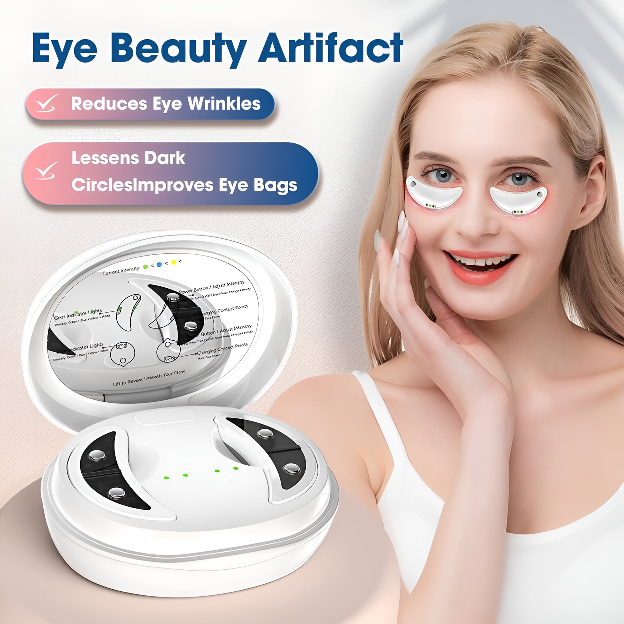 OITY Red Light Therapy,Red Light Therapy Mask,Red Light Eye Massager Gel Paste,Fades Dark Circles Eye Lines Bags Fat Particles And Facial Wrinkles,Anti-Aging Eye And Face Care Pads(White)