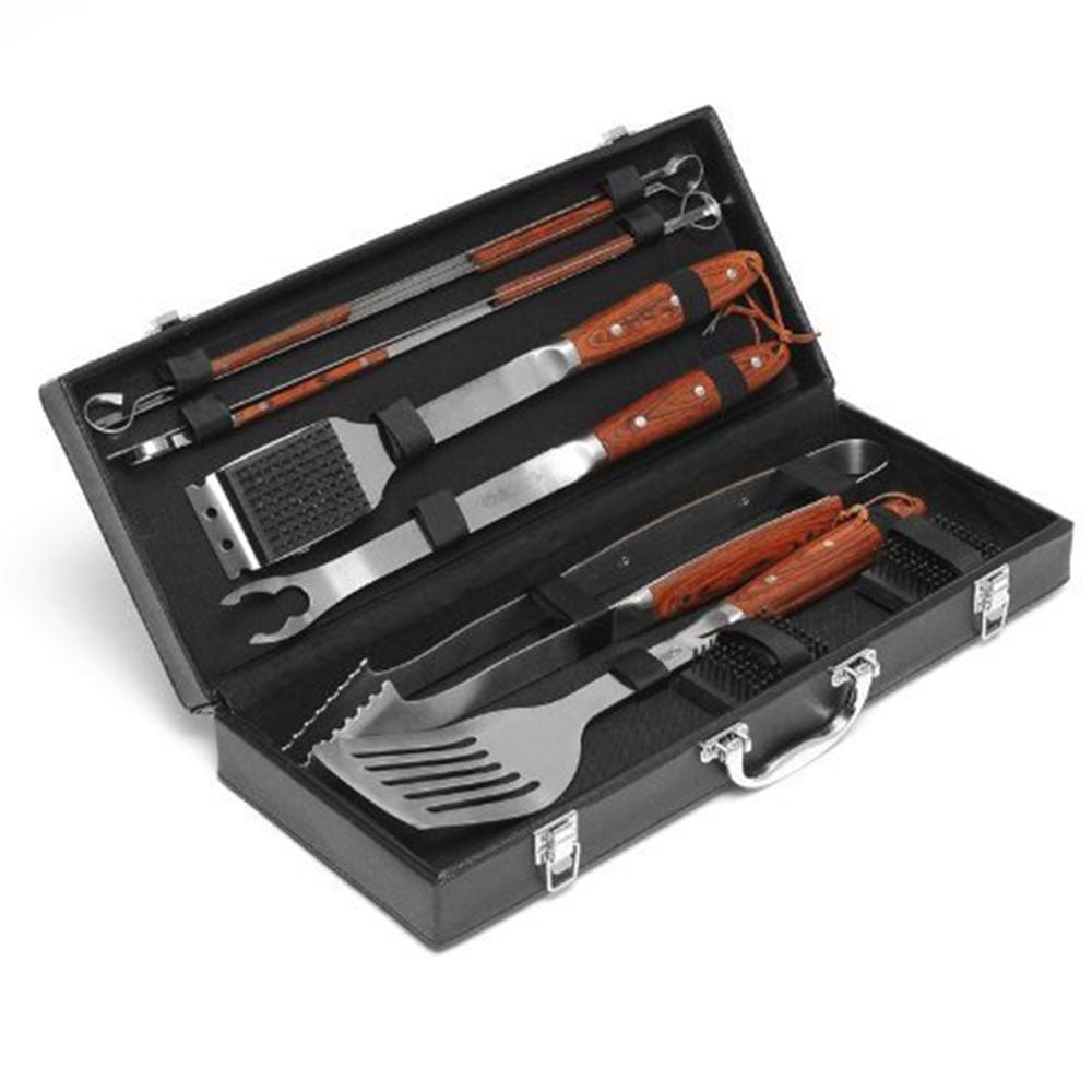 Cuisinart Premium 10 Piece Steel Grilling Tool Set with Pakka Wood