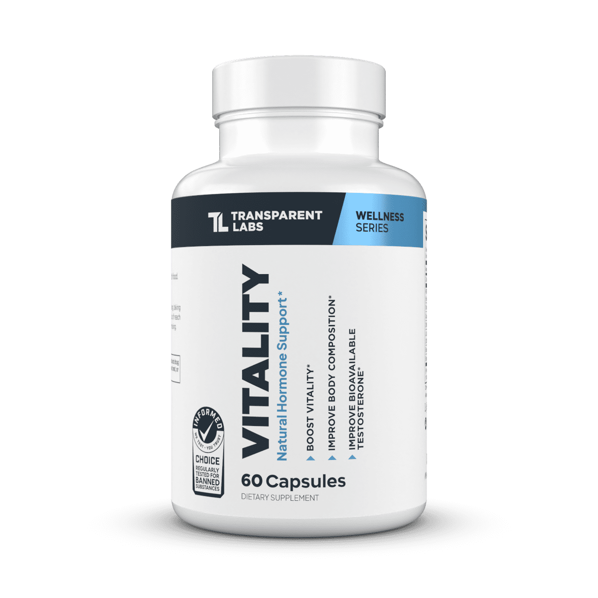 Transparent Labs Vitality Testosterone Booster - Testosterone Supplement for Men with Ashwagandha KSM-66, PrimaVie Shilajit Extract, & DIM to Support Vitality, & Bioavailable Testosterone - 60 Count