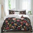 thumbnail image 2 of Watercolor Flowers Bedding 3 Piece Duvet Cover Set Full Size, Farmhouse Floral Vintage Black Soft Microfiber Comforter Cover with Zipper Closure & Pillowcases, Wrinkle & FadeResistant Quilt Cover, 2 of 9