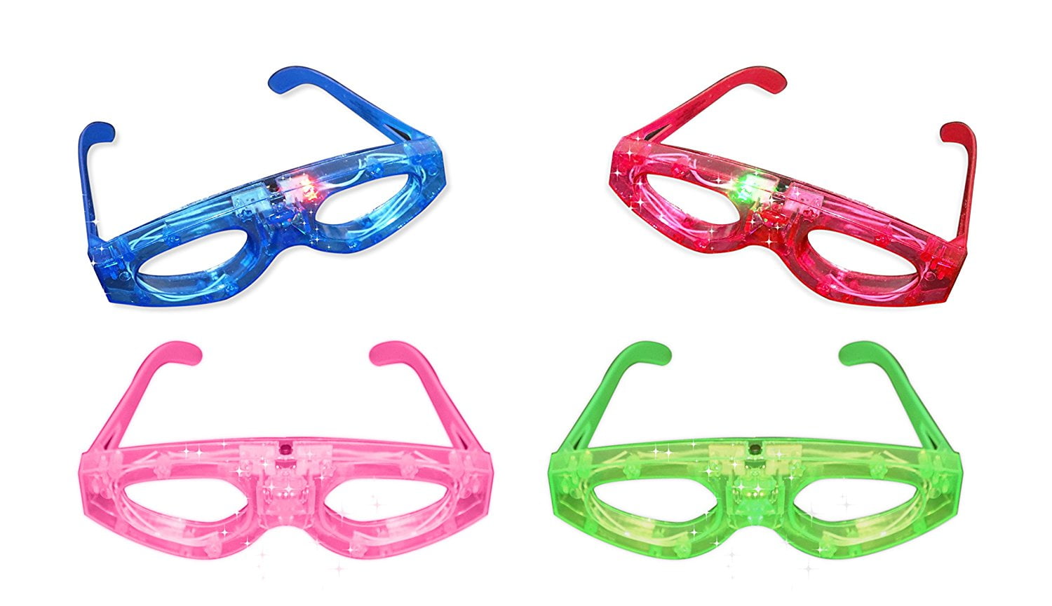12 Piece Light up Flashing Glasses for Kids Party Favors, (Red, Green