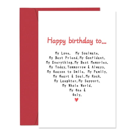 Happy Birthday Card for Soulmate - Heartfelt Wishes for Love Best Friend and Lifelong Partner - Includes Envelope - Perfect for Birthdays Anniversaries or Special Celebrations