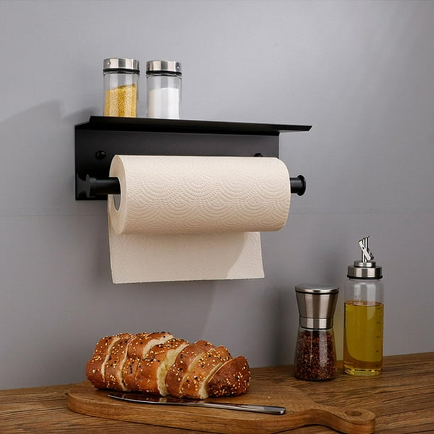 Portarrollos de Papel Macarena de Acero inoxidable montado sin Taladrar negro