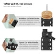 thumbnail image 7 of MUKOKO 24oz Glass Water Bottles, Motivational Water Tumbler with 2 Lids-Handle Spout Lid&Bamboo Straw Lid, Time Marker Reminder and Silicone Sleeve, Black, 7 of 7