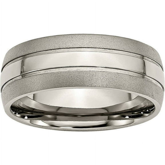 Titanium Grooved 8mm Brushed and Polished Band
