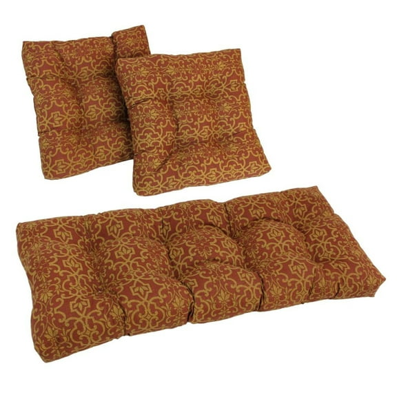 Blazing Needles Square Spun Polyester Outdoor Tufted Settee Cushions (Set of 3)